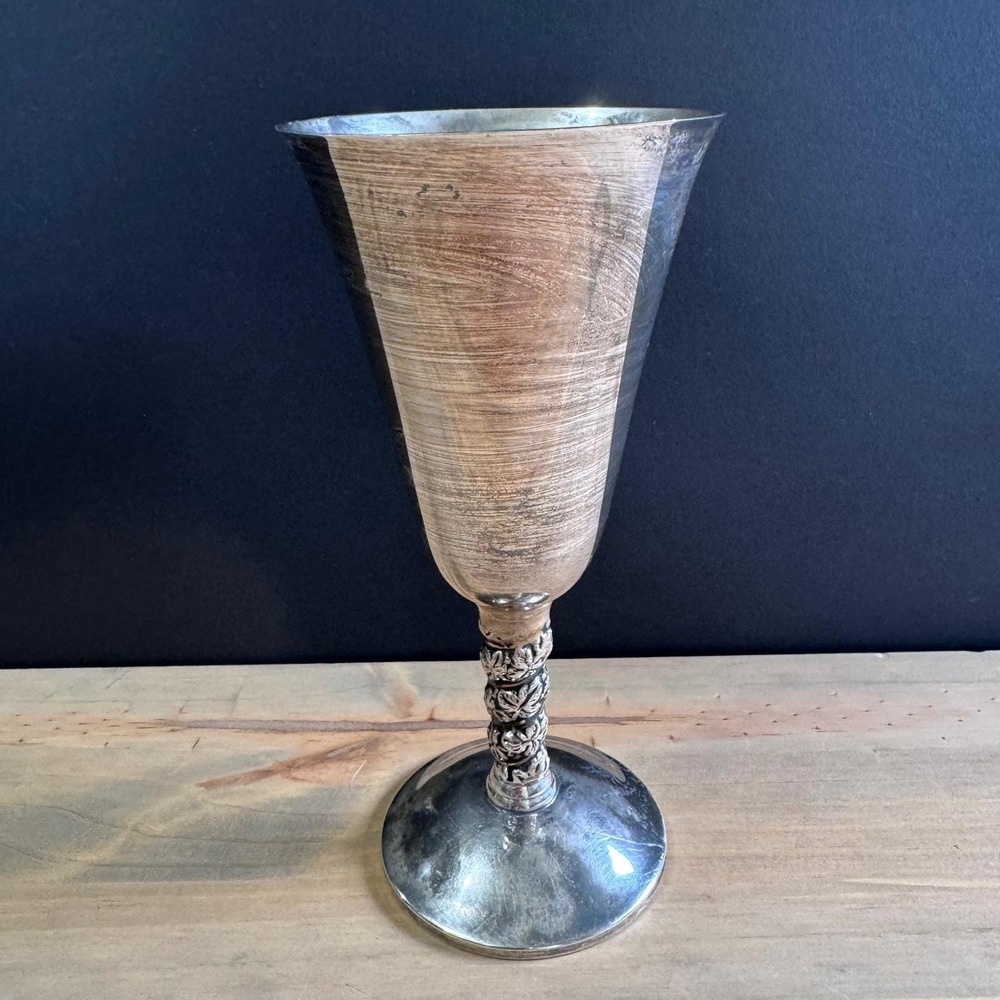 Vintage Plator Spain Silverplate 7" Wine Goblet Goth Castle Core Altar offering
